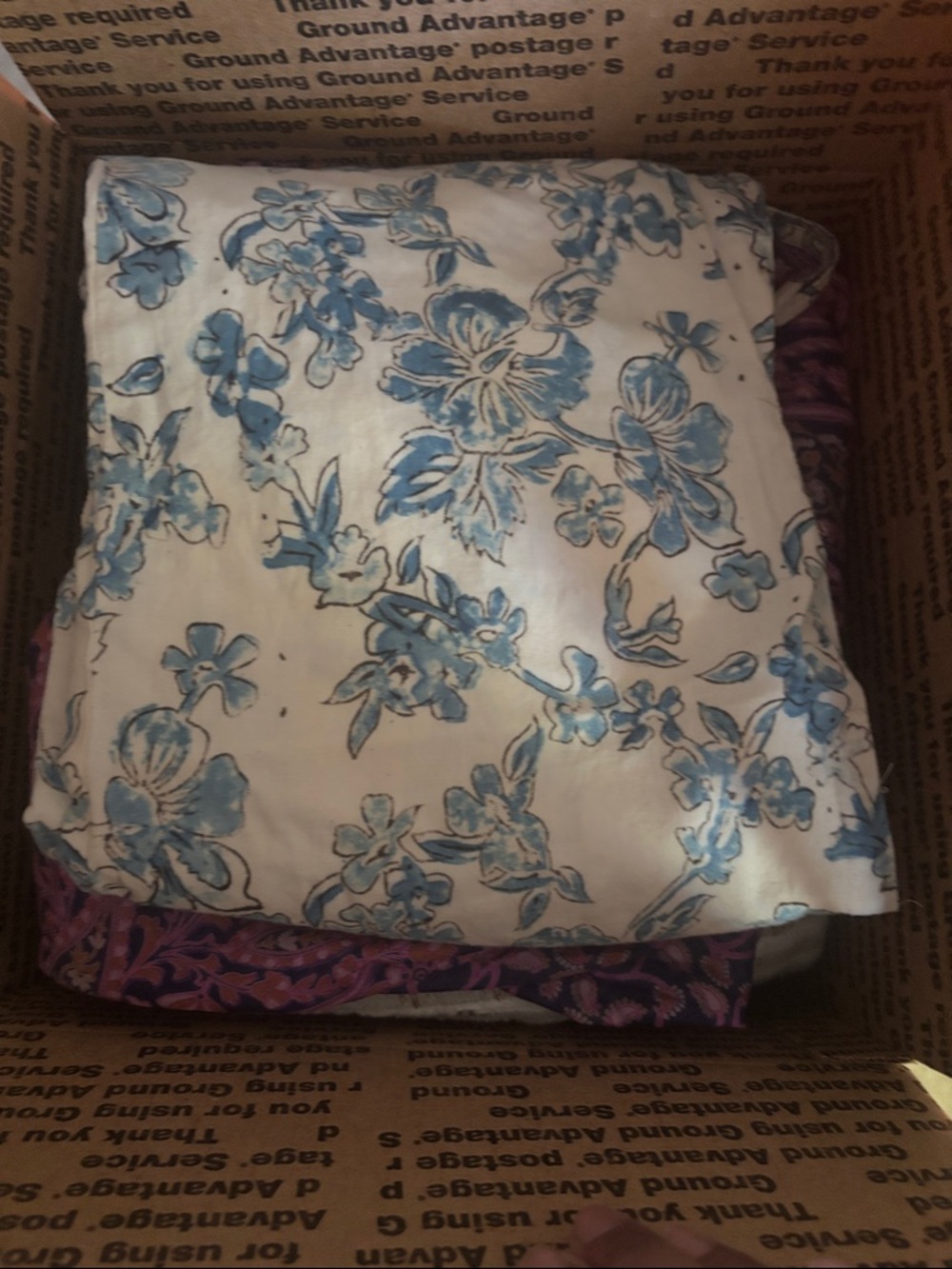 Blue Floral Cotton Bedding Set - Unbranded